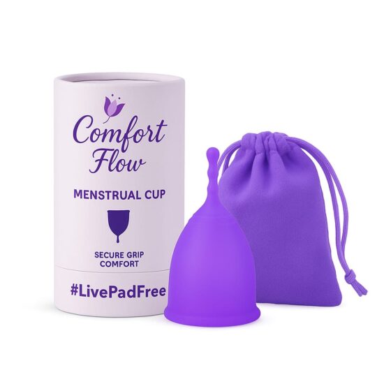 Comfort Flow Menstrual Cup – 3 Sizes Bell-Shaped Period Cup for Women | Reusable, Soft, Medical-Grade Silicone | Leak-Proof Feminine Hygiene Solution
